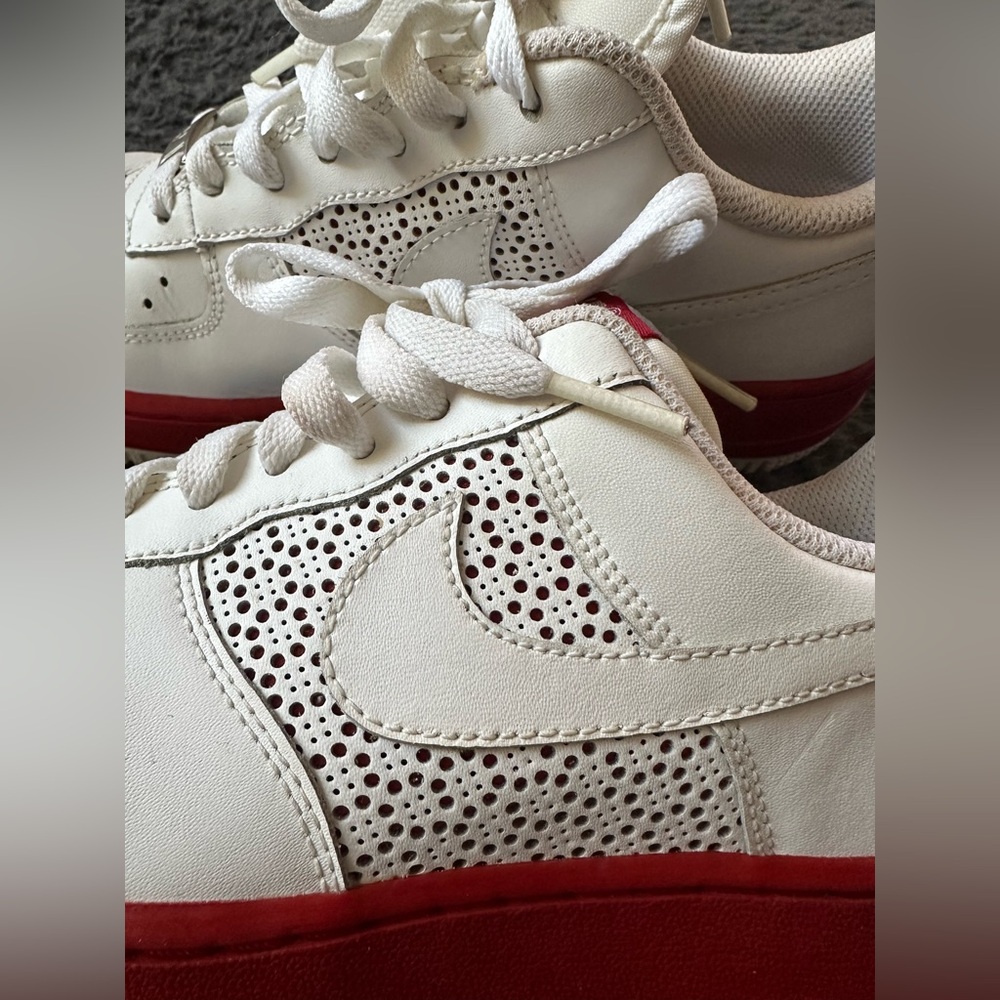 Vintage Nike Air Force 1 AF1 '07 White Varsity Red Youth Size 6.5 - Picture 4 of 15